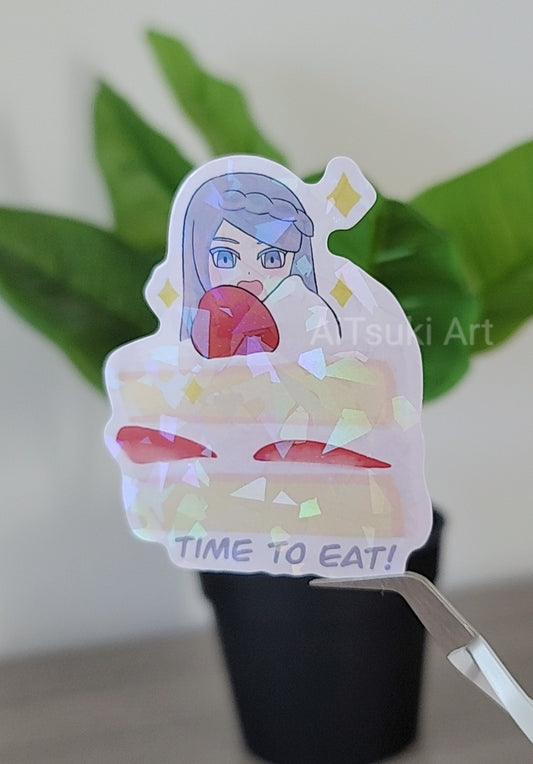 Time For Cake Holographic Sticker