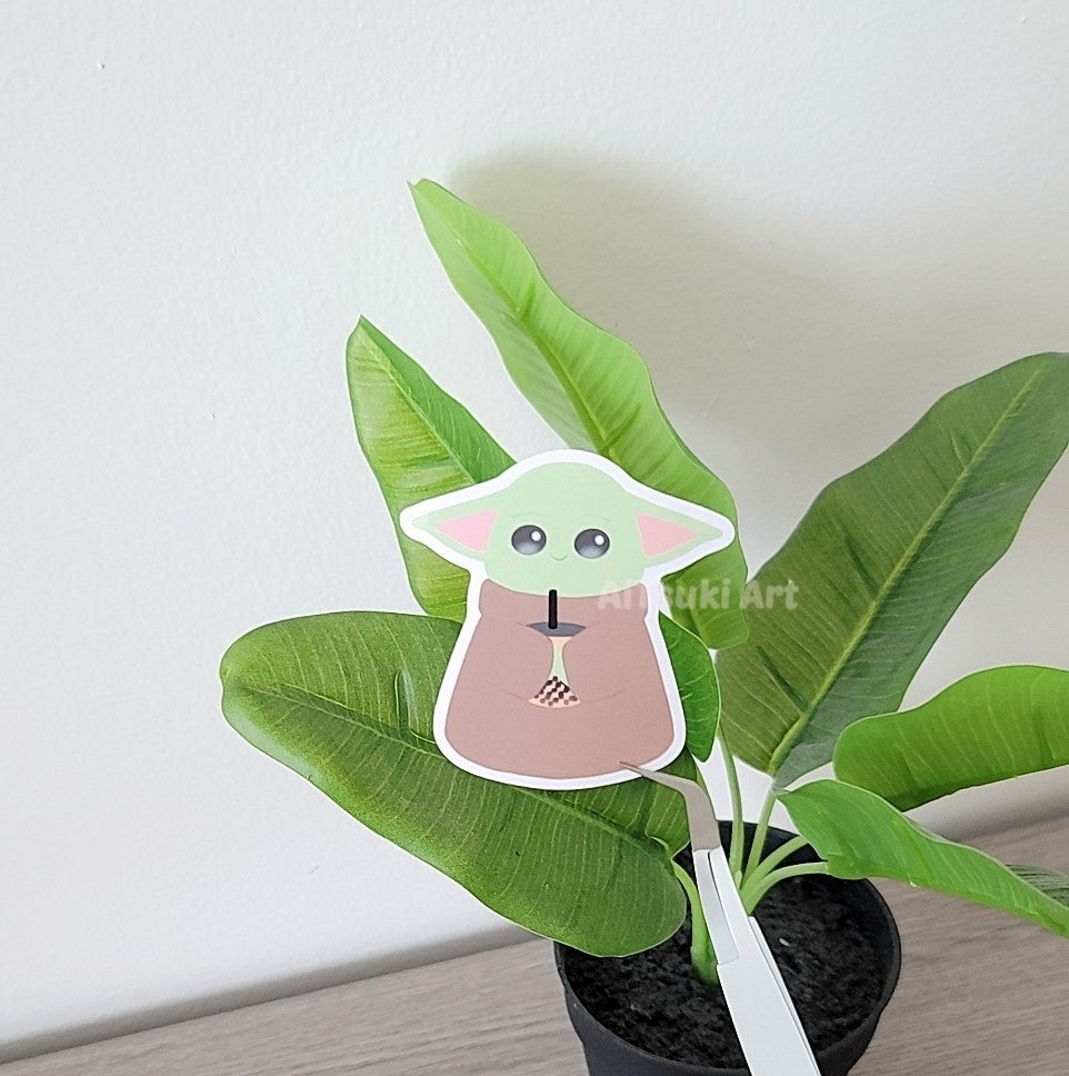 Baby Grogu Drinking Boba Keychain/ Sticker