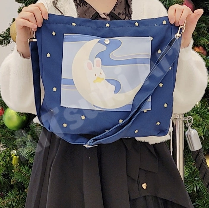 Bunny Sleeping on Moon - 2 Way Tote Bag