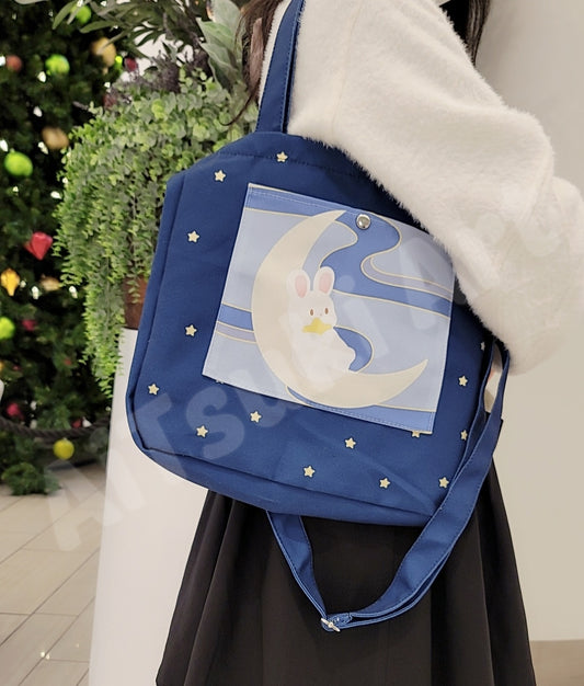 Bunny Sleeping on Moon - 2 Way Tote Bag