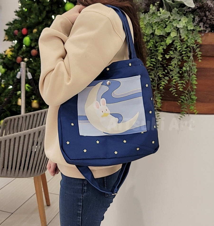 Bunny Sleeping on Moon - 2 Way Tote Bag