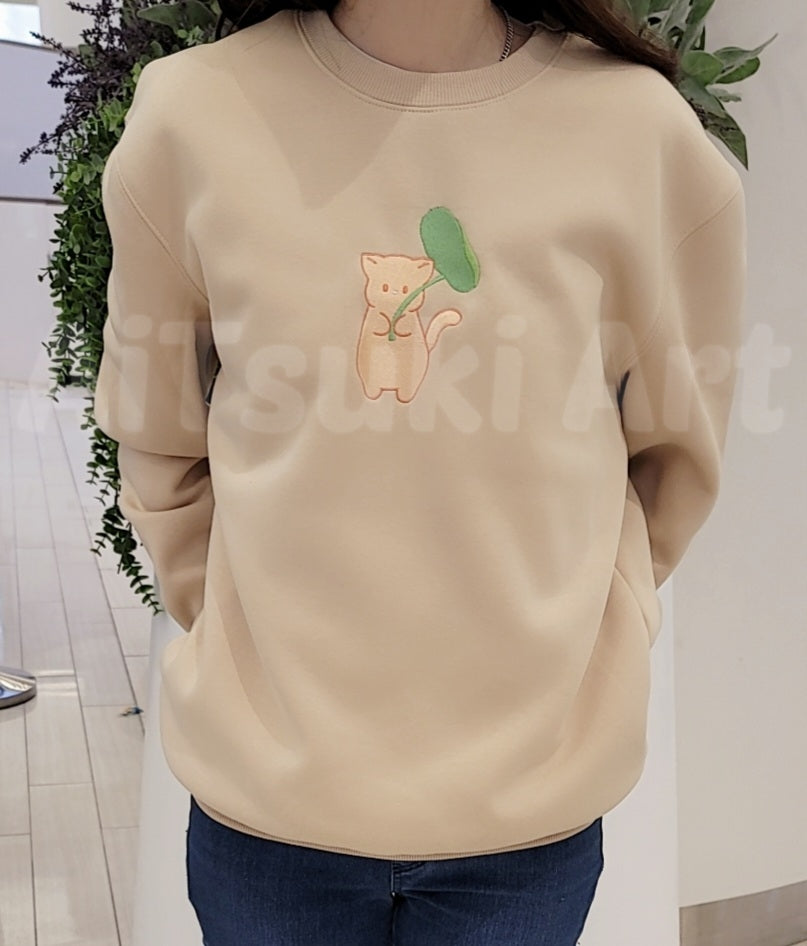 Cat Under Leaf Umbrella Crewneck