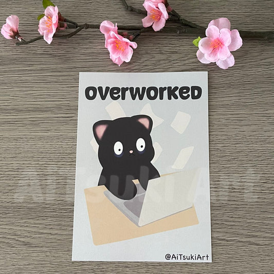 Overworked Cat Print