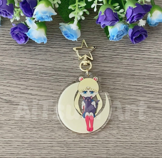 Sailor Moon and Luna Keychain/ Sticker