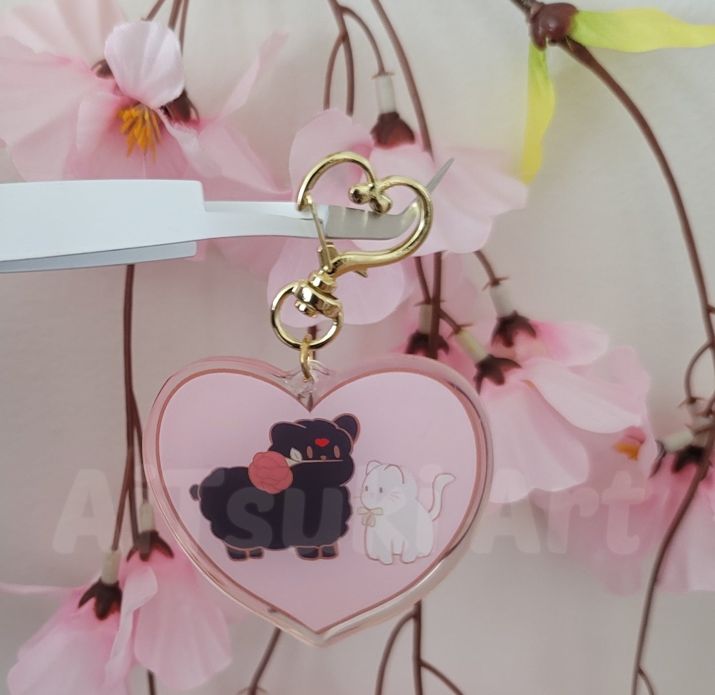 Bingpup and Shizun Cat Heart Keychain