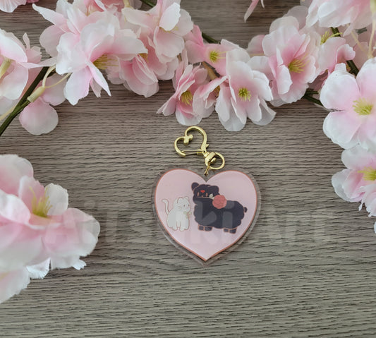 Bingpup and Shizun Cat Heart Keychain