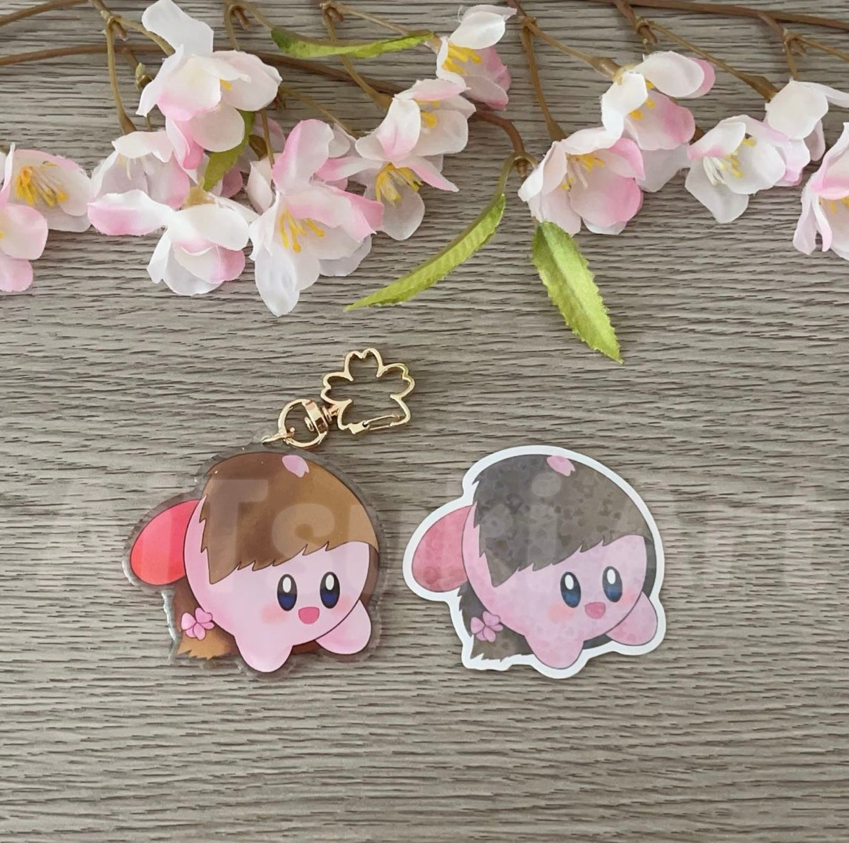 Kirby Sakura Mochi Keychain / Sticker