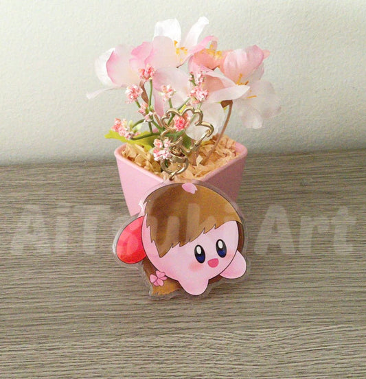 Kirby Sakura Mochi Keychain / Sticker