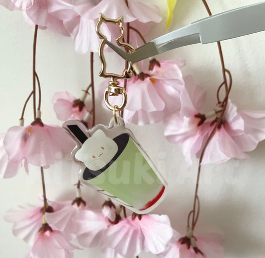 Neko Strawberry Matcha Latte Keychain