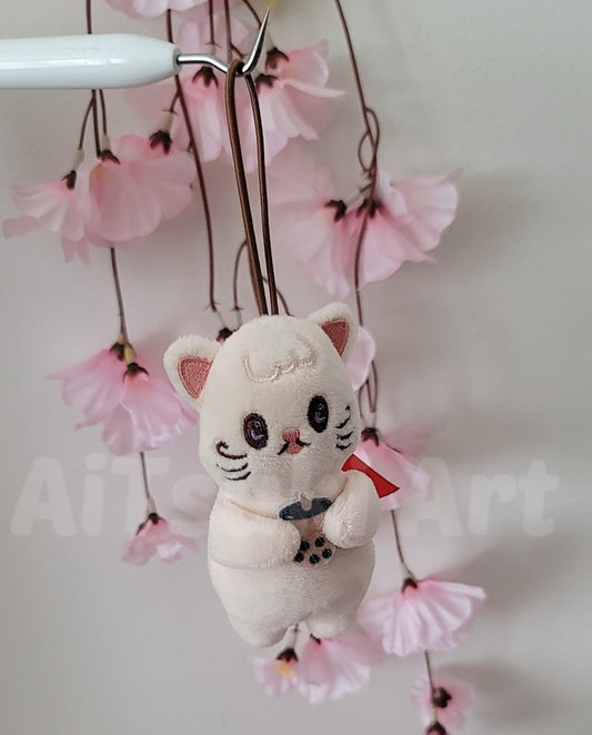 Mocha the Cat Loving Boba Plush Keychain