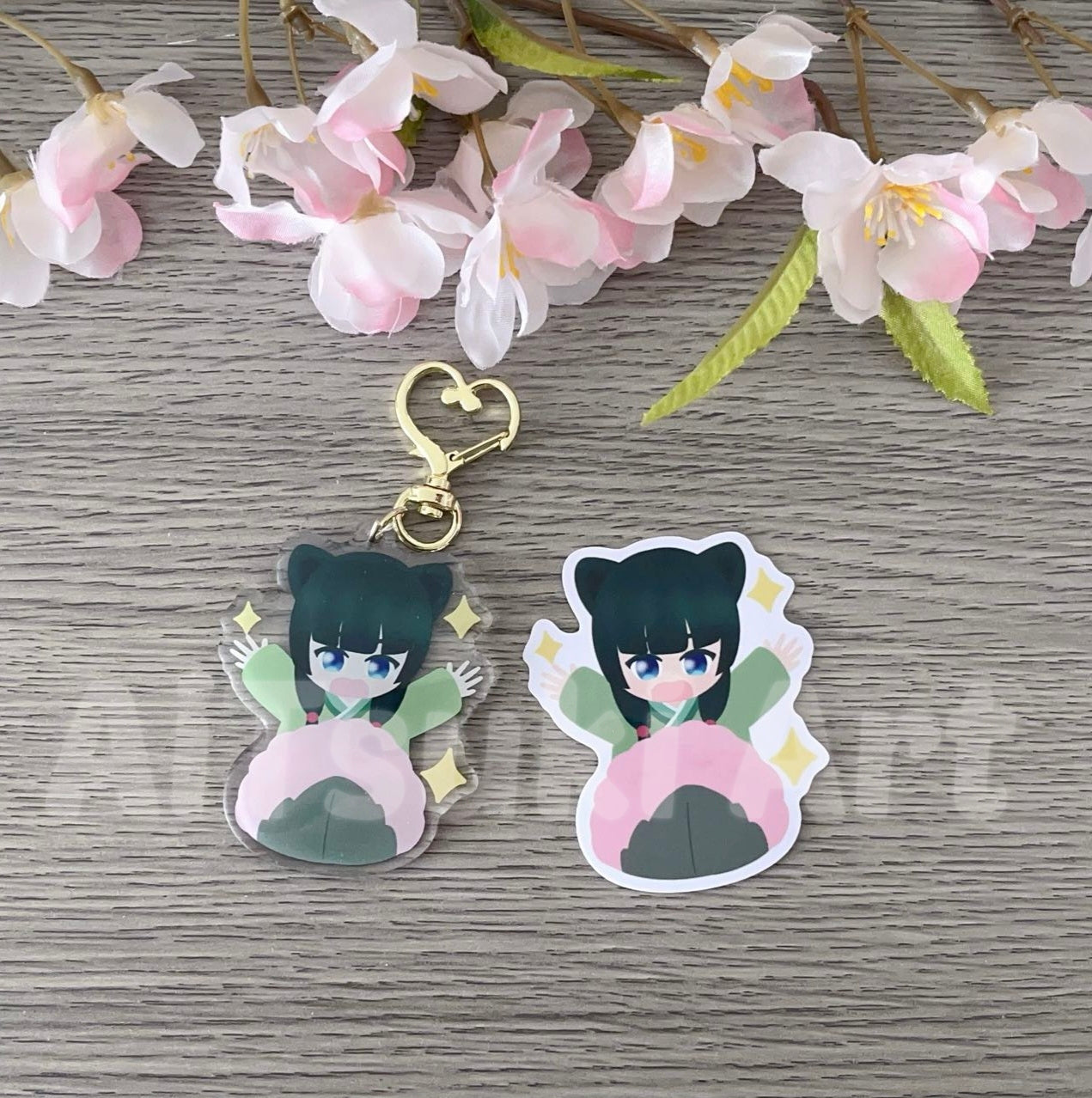 Mao Mao and Sakura Mochi Sticker/ Keychain