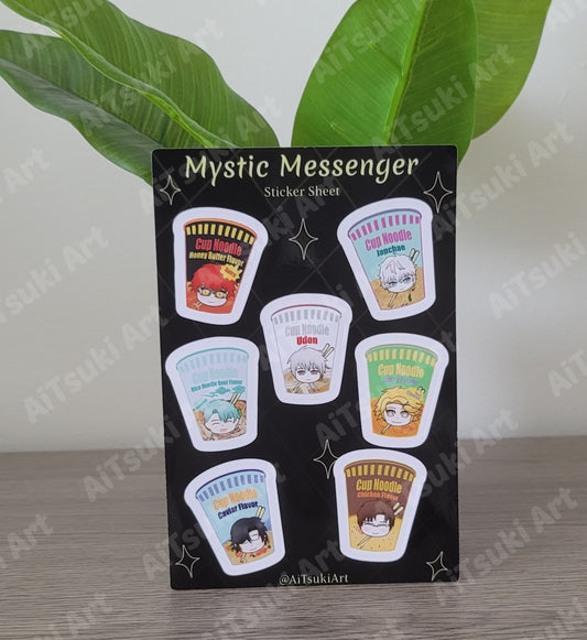 Mystic Messenger Instant Noodle Cup Sticker Sheet