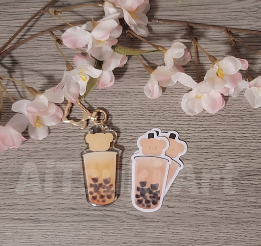 Beary Boba Keychain/ Sticker