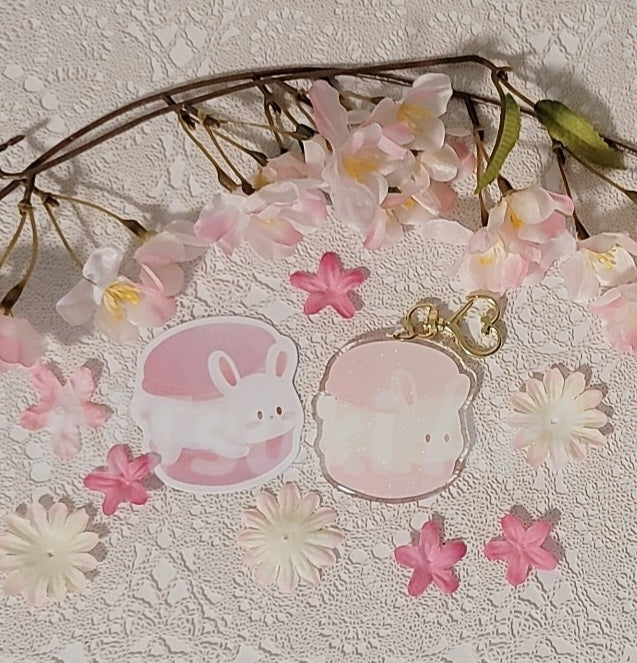 Bunny Macaron Keychain/ Sticker