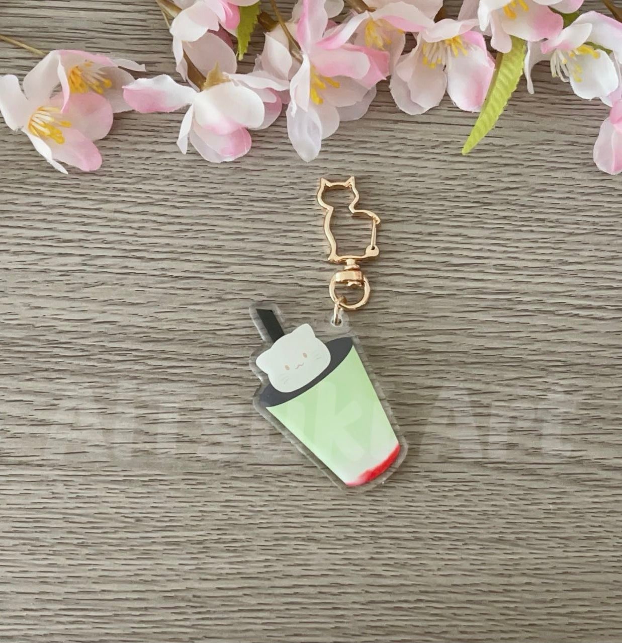 Matcha Keychain Neko Strawberry Matcha Latte Keychain – AiTsuki