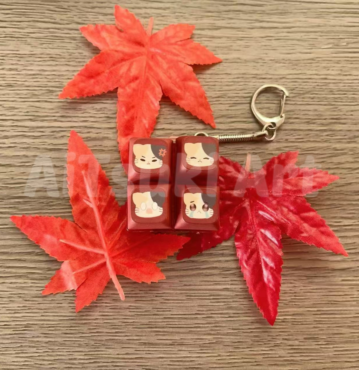 Everyday Calico Cat Keycap Fidget Keychain (4 Keys)