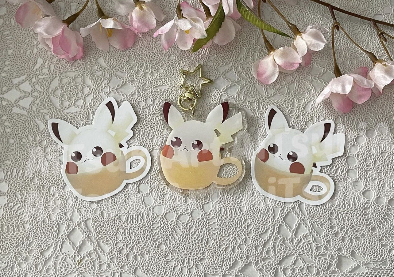 Pikachu Latte Keychain/Sticker